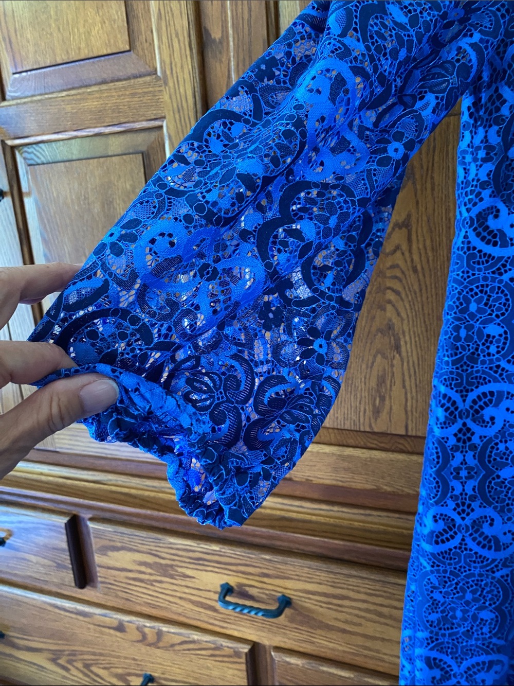 Lilly Pulitzer Royal Blue Lace Long-Sleeve Shift Dress - Picture 5 of 5